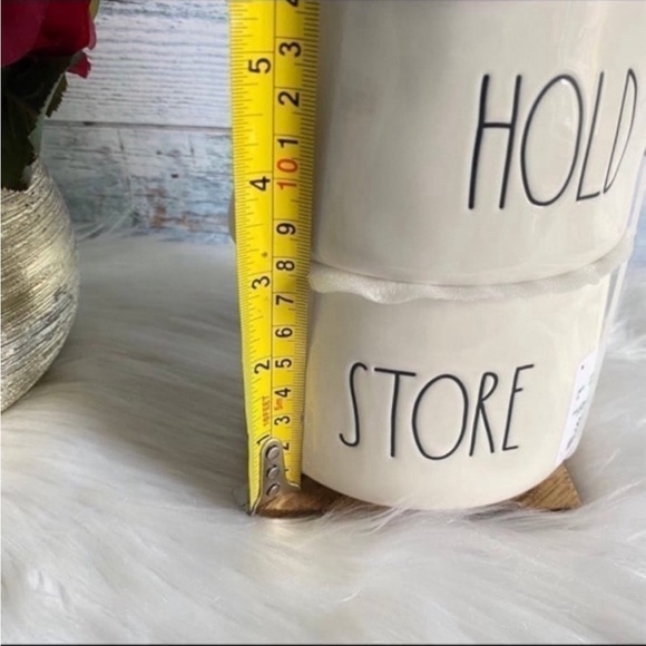 Rae Dunn HOLD STORE KEEP Set of 3 Ceramic Storage Containers with Wooden Lid - Picture 9 of 10